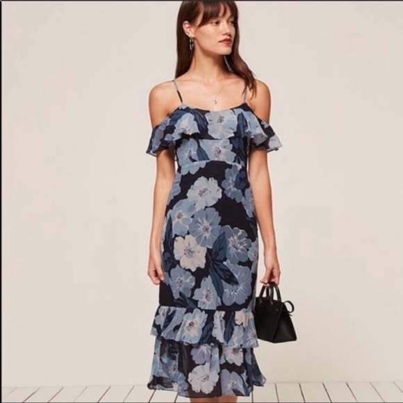 Reformation Odessa Floral Blue Midi Dress - Picture 2 of 11